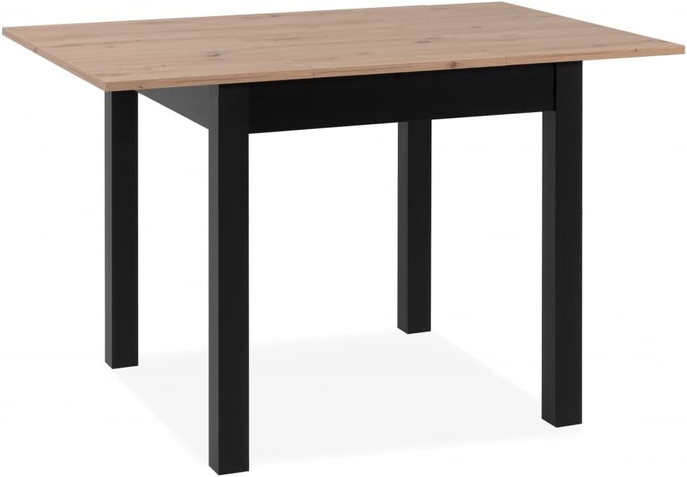 003409 Esszimmertisch Coburg 80 Küchentisch in Artisan Eiche Nb. / Schwarz ca. 80 x 76 x 80 cm ausziehbar 120 cm