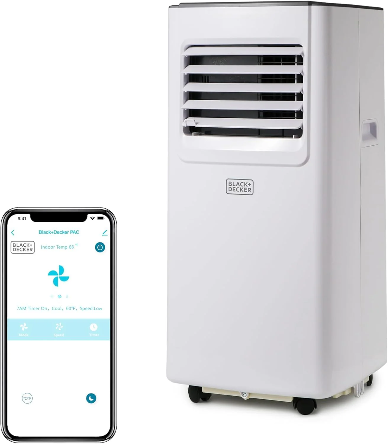 BLACK+DECKER 8.000 BTU Portable Air Conditioner with Wifi & Remote Control. 3-1-in AC. Fan & Dehumidifier. with App. Alexa & Google Assistant. Window Kit