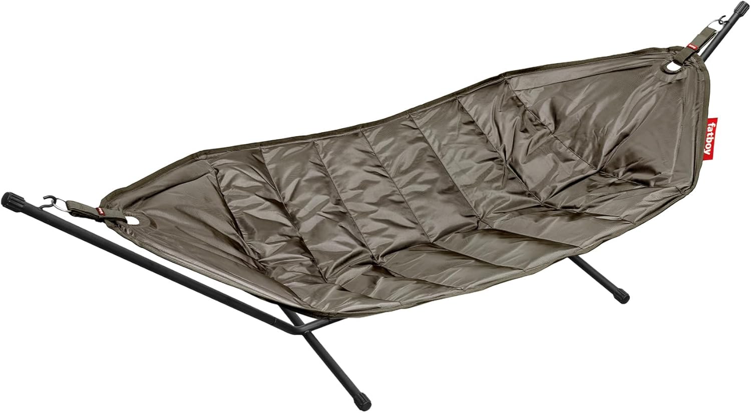 Fatboy® Headdemock Hängematte Taupe - Hängematte mit Gestell - Outdoor geeignet für Garten & Terrasse - 270 x 138 cm