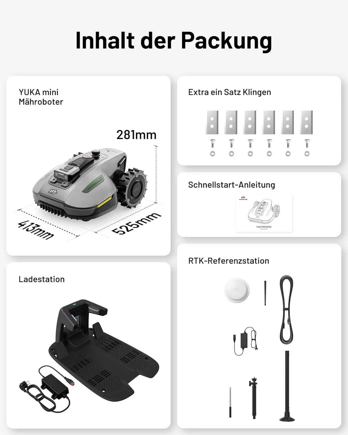 MAMMOTION YUKA Mini 700 robotmaaier zonder begrenzingsdraad, NetRTK+Vision, geen RTK-antenne nodig, automatische kartering, aanbevolen 700m2, max. 1100m2, met 4G-module, 50% helling