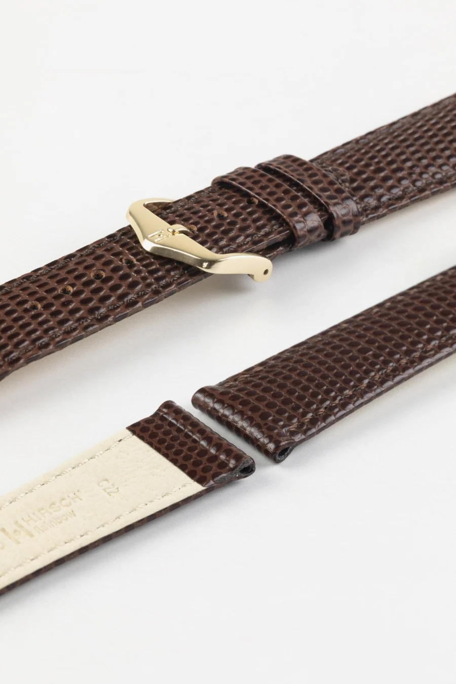 Hirsch RAINBOW NQR Lizard-Embossed Leather Watch Strap in BROWN