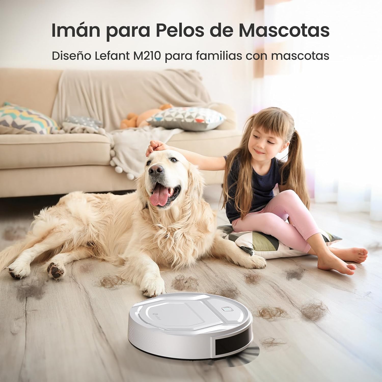 LEFANT M210 Robot Aspirador, 2200Pa, 120min, Suelos Duros, Modo Silencioso, Limpieza Zig-Zag, Sensor Anticolisión 6D, WiFi/Alexa/App, Carga Automática, para Pelo de Mascotas