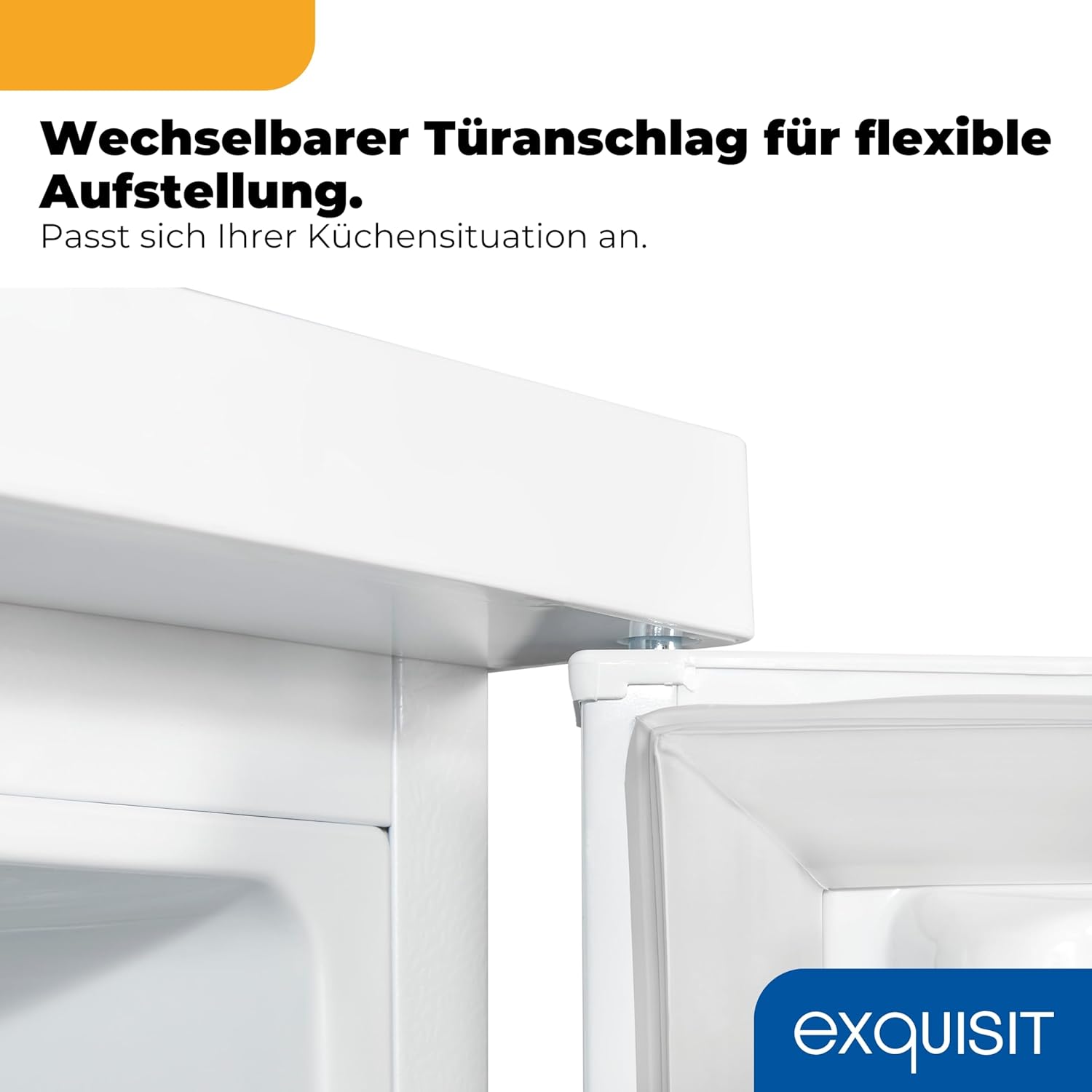 Exquisit Vollraumkühlschrank 133 l Nutzinhalt, Energieklasse E, 40 dB(A) kompakte Bauform, LED-Innenbeleuchtung, manuelle Temperaturregelung, Flaschenfach, Gemüseschublade KS516-V-H-010E weiss