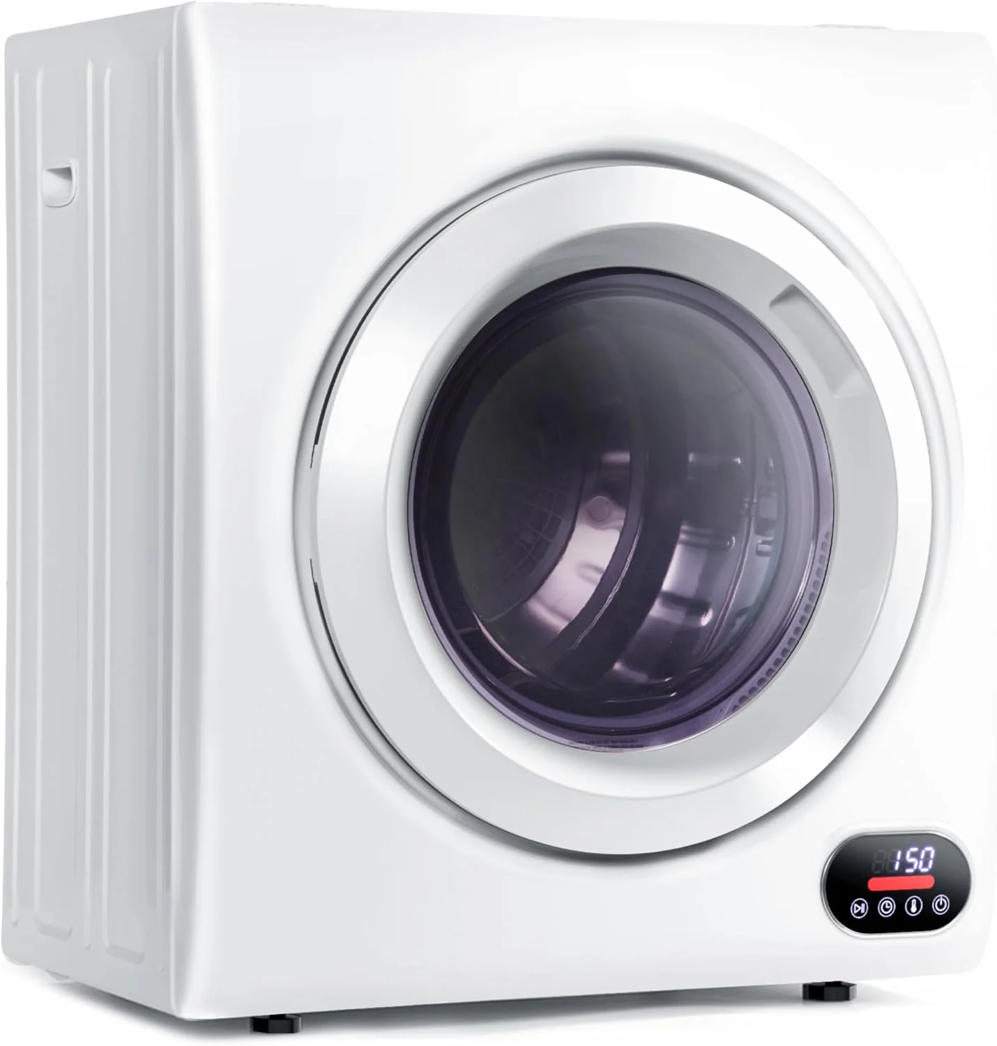 Compact Laundry Dryer. 3.5 cu ft Front Load Stainless Steel Clothes Dryers With Exhaust Pipe. 1500W. LCD Control Panel Four-Function Portable Dryer For Apartments. Home. Dorm. White