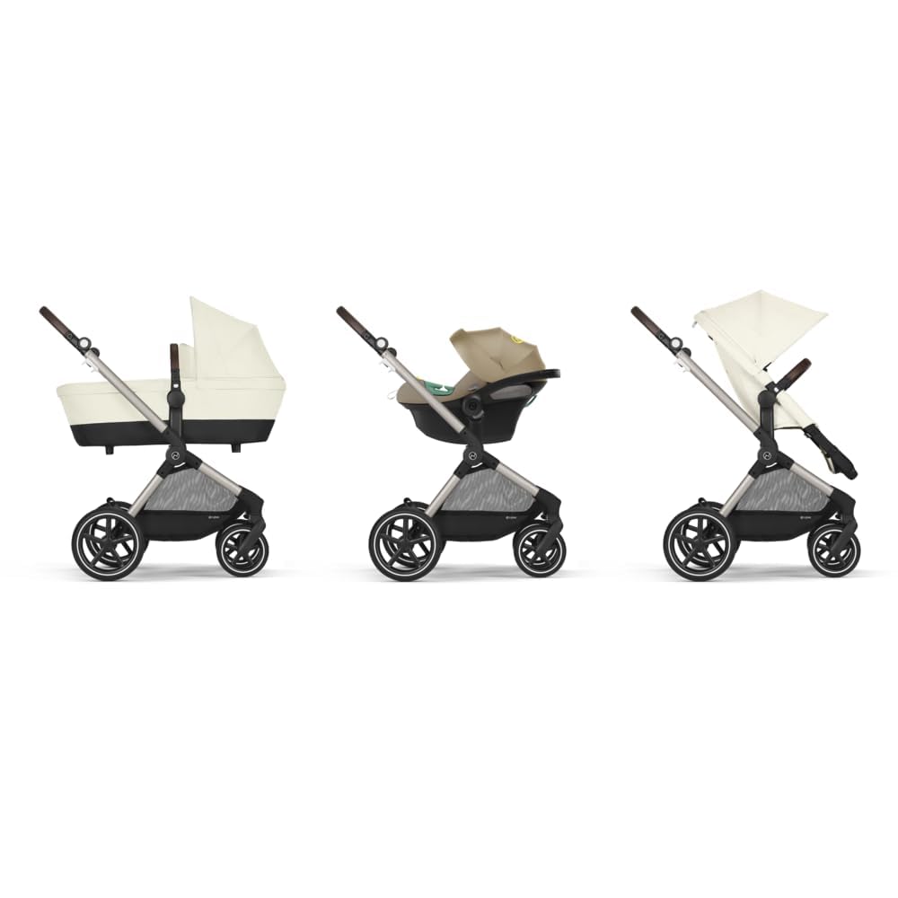 CYBEX Gold Kinderwagen EOS Lux 2-in-1, Reisesystem, Ab Geburt bis 22 kg (ca. 4 Jahre), Moon Black