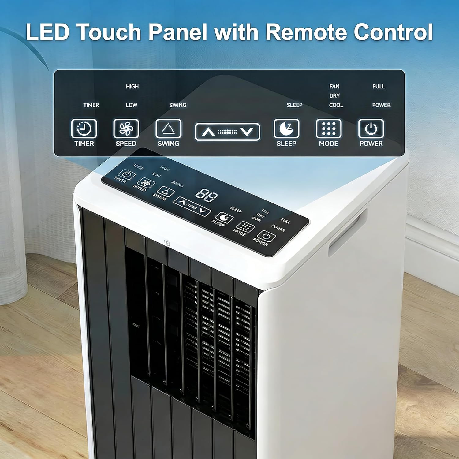 Mobile Klimaanlage, 8000 BTU, 3 in 1 AC Kühlung, tragbare Klimaanlage mit Sleep-Modus, Bodenklimaanlage ohne Belüftung, 3 Lüfter