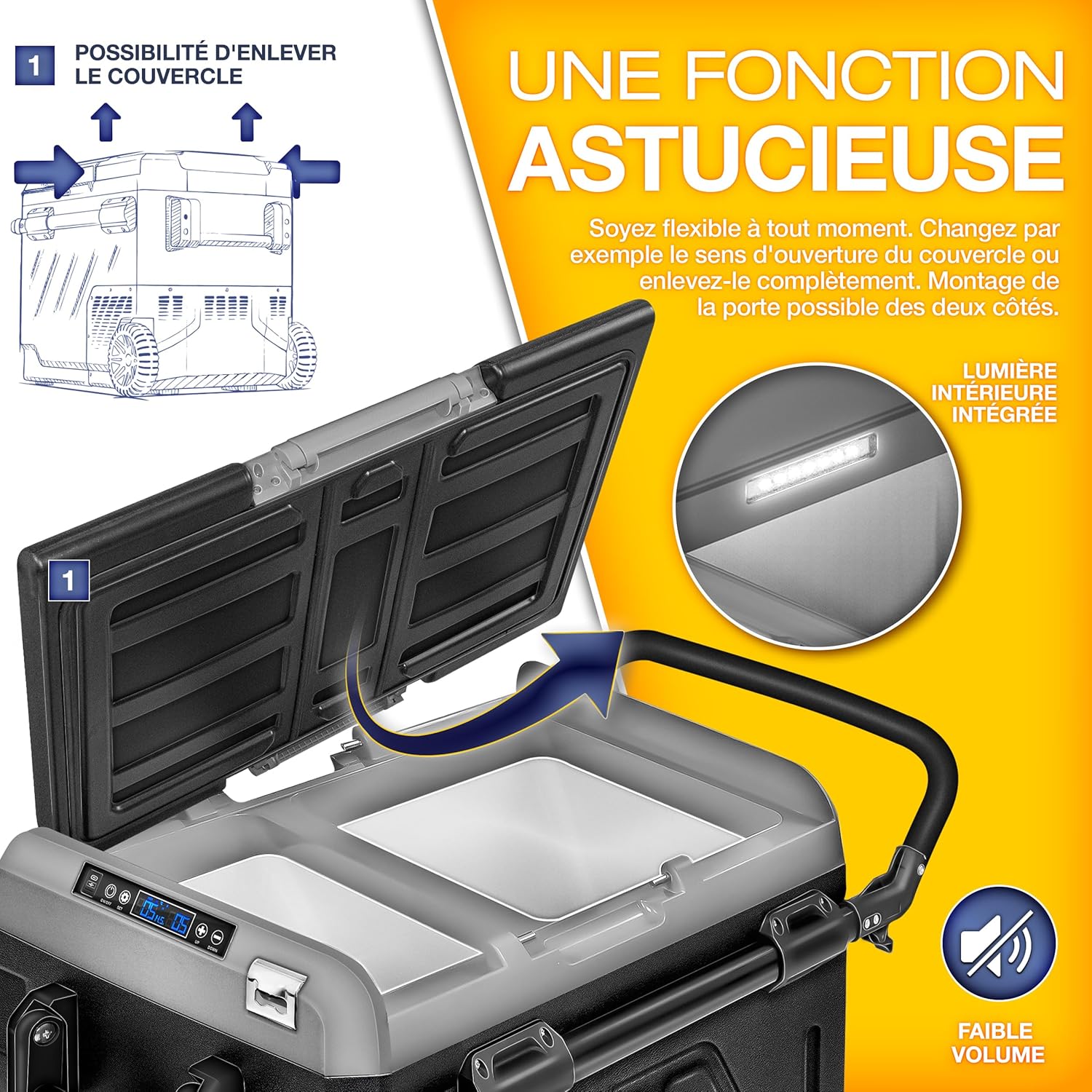 tillvex Glacière à Compresseur | Congélateur Electrique avec Contrôle WiFi-APP, Port USB, 12/24 V 230V | Réfrigérateur jusqu'à -20 °C pour Voiture, Camion, Bateau, Camping-Car, Camping (Gris, 50 L)