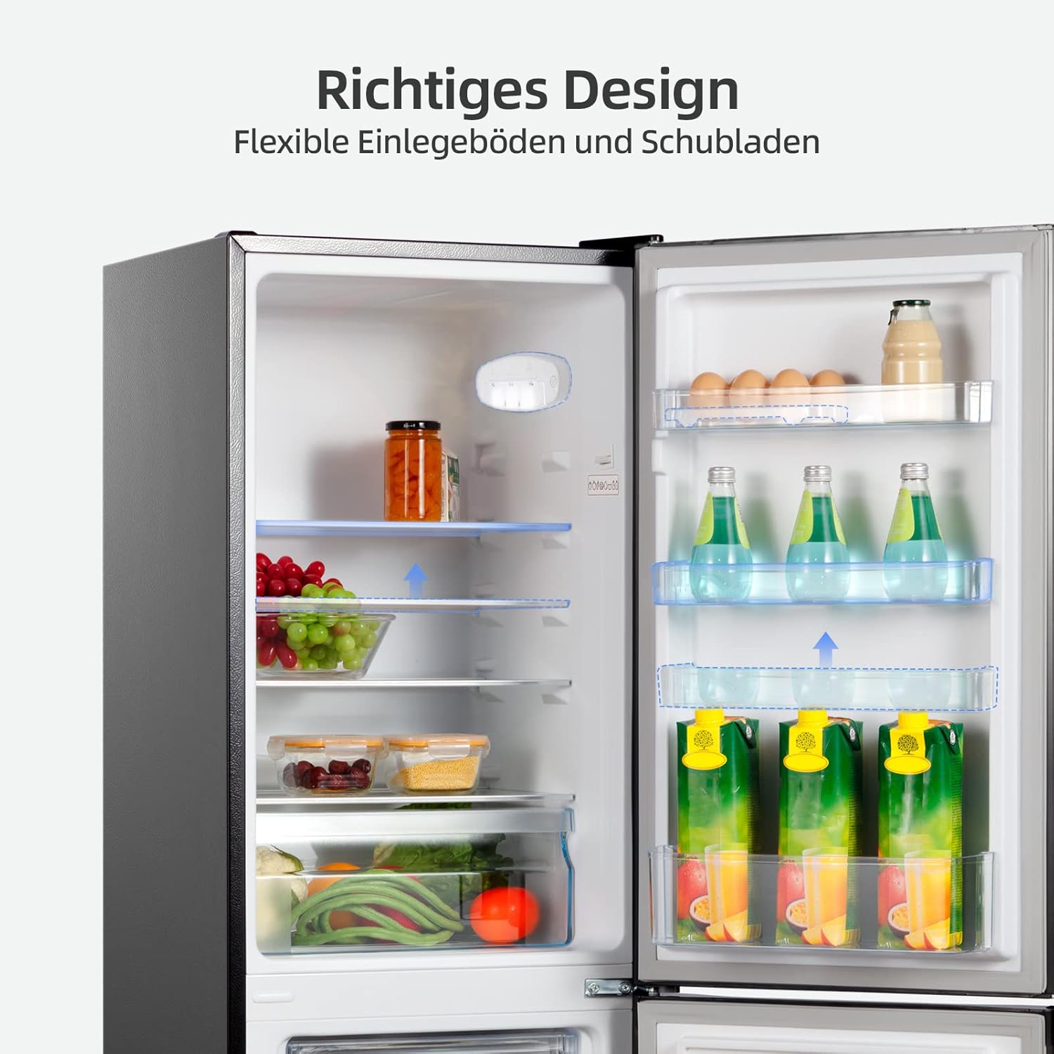 CHIQ CTT107BC Kühlschrank Klein 107 Liter, Höhe 84cm, Tiefe 55cm, Platzbedarf nur 0,3 ㎡, Mikro-Gefrierfach, Vario Box, 7 Temperaturregelstufen, geräuscharm, 87 kWh/Jahr, Schwarz