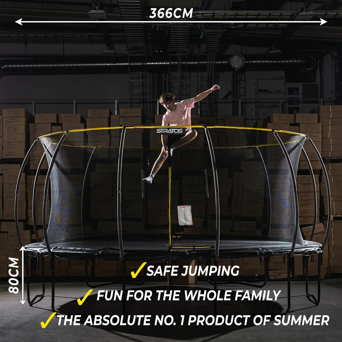 Stratos Trampolin 3,66 m mit Sicherheitsnetz