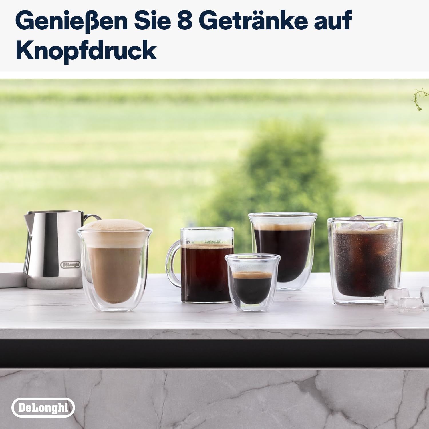 De'Longhi Rivelia EXAM440.55.W Kaffeevollautomat mit LatteCrema Milchsystem, Wechselbarer Bohnenbehälter, 16 Kaffee- & Milchgetränke auf Knopfdruck, Extra-Shot-Funktion, 3,5 Touch-Display, Weiß