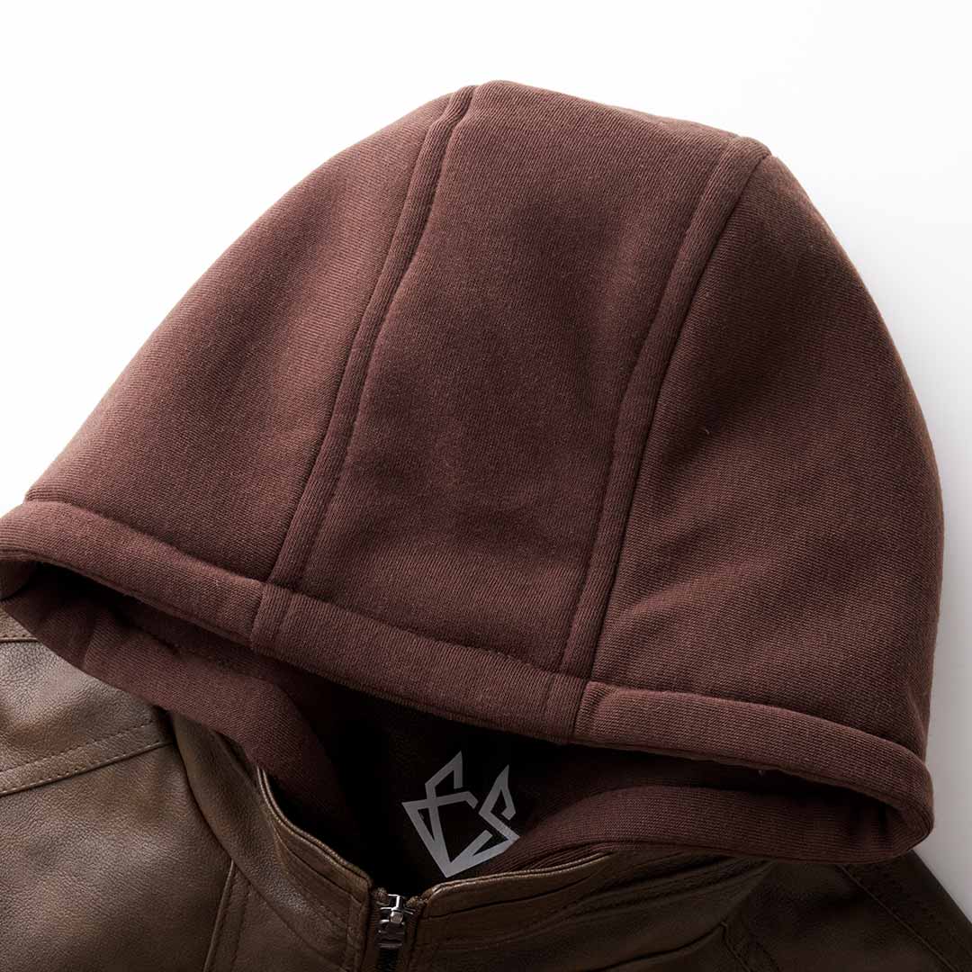 Moderne Herren-Lederjacke mit Kapuze