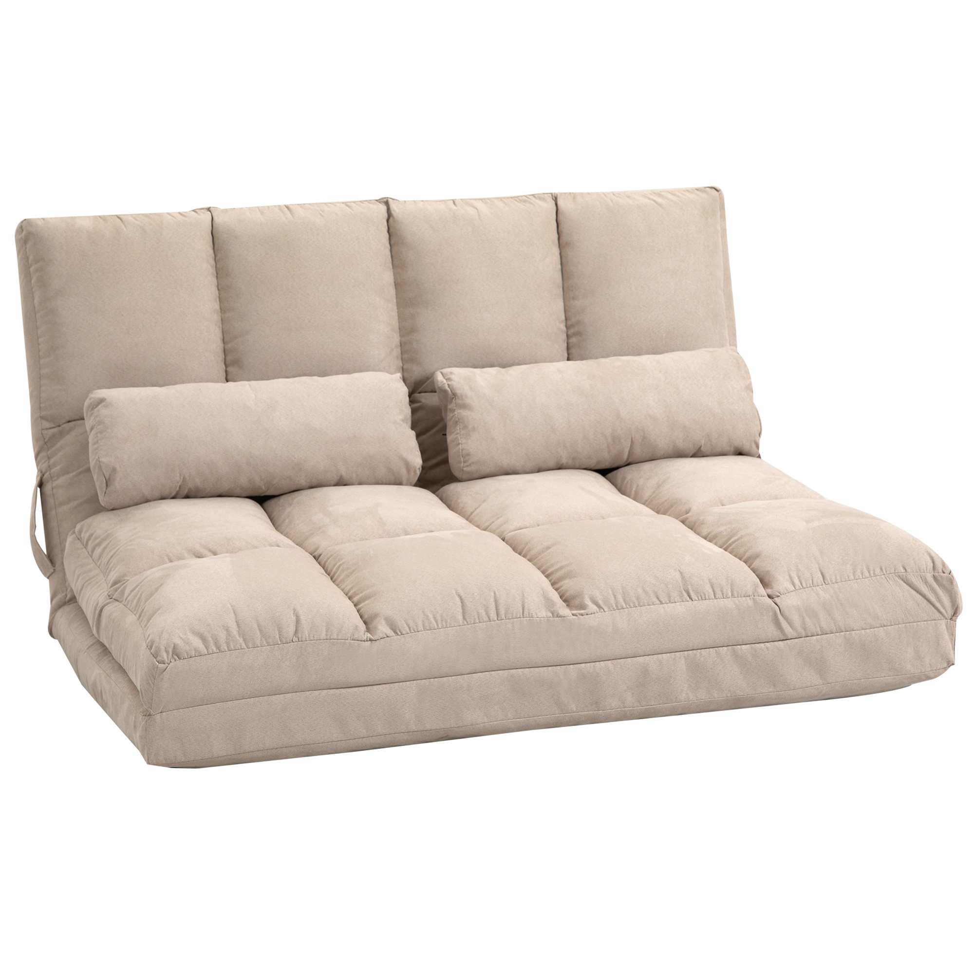 2-in-1 Vloerstoel met Verstelbare Rugleuning, 102 x 73 x 60 cm, Beige