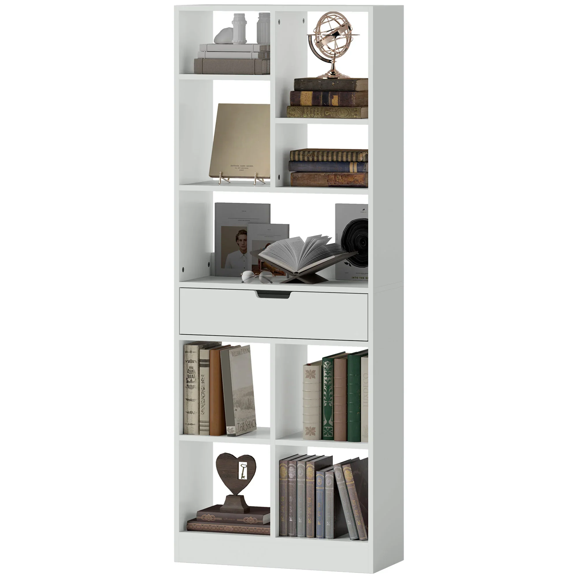 HOMCOM Boekenkast met lade veel opbergruimte Wit