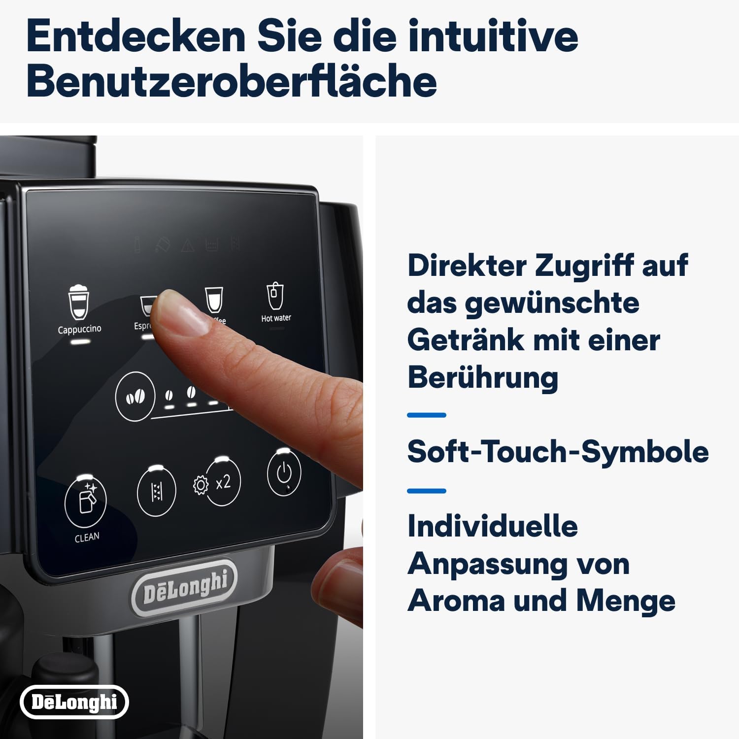 De'Longhi Magnifica S ECAM 22.110.B Kaffeevollautomat mit Milchaufschäumdüse für Cappuccino, mit Espresso Direktwahltasten und Drehregler, 2-Tassen-Funktion, 1,8 Liter Wassertank, Schwarz/Silber