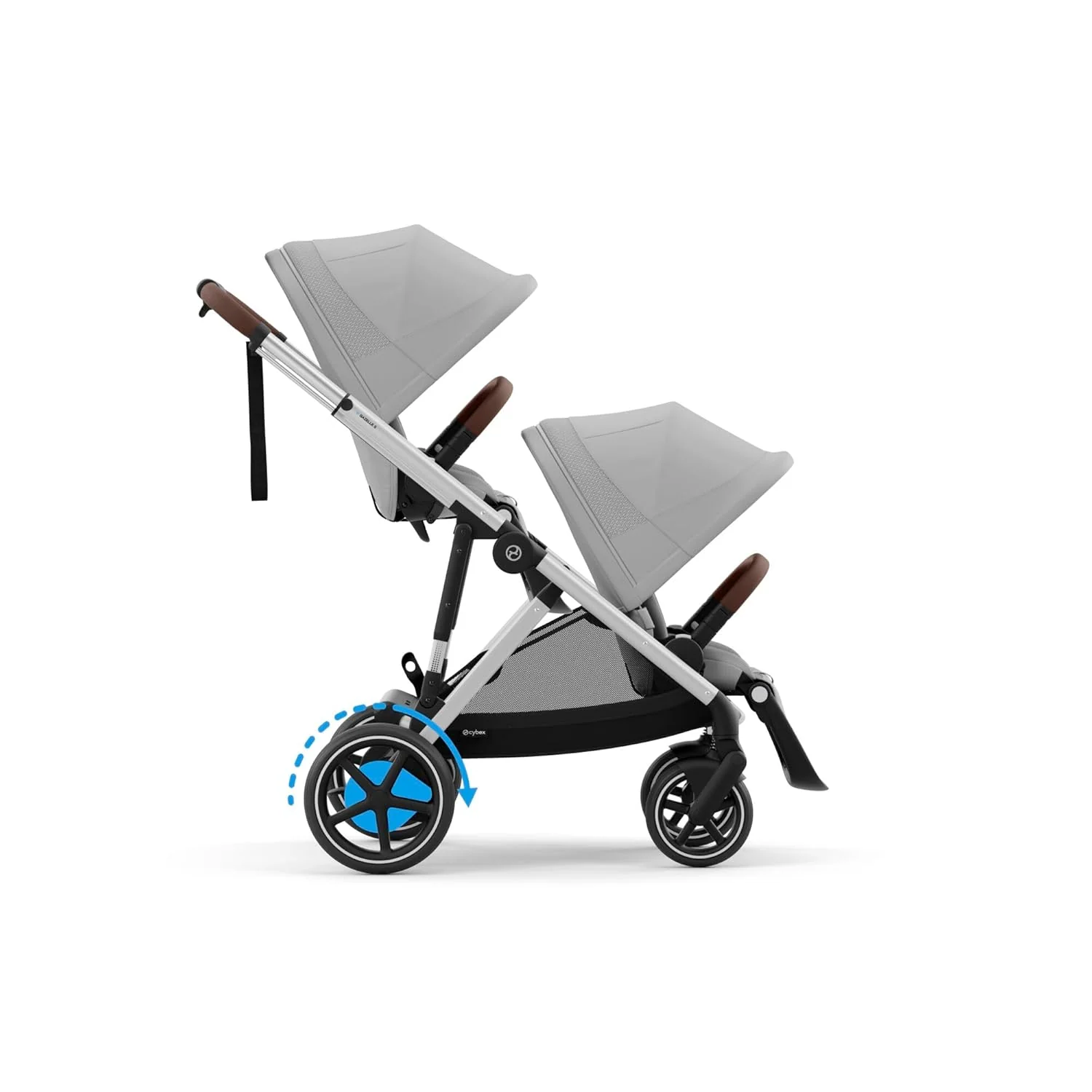CYBEX Gold Kinderwagen e-GAZELLE S, Ab Geburt bis ca. 4 Jahre, Max. 22 kg (Single-Modus) / 2x 22 kg (Duo-Modus), All-in-1-System mit E-Antrieb und 20+ Konfigurationen, Moon Black