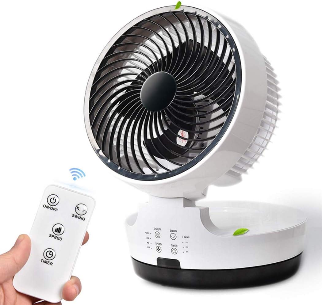 W&HH Faltbarer Raumluft-Umwälzventilator-Schwingtischventilator ferngesteuert für die Küche, die die Garage speist, einfach zu speichern