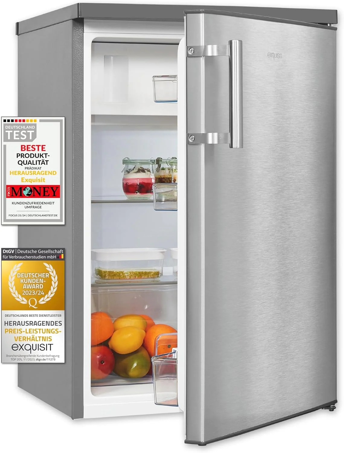 Exquisit K��hlschrank mit Gefrierfach, 120 Liter, 4-Sterne-Gefrierfach, K��hlschrank freistehend, KS516-4-H-010D weiss