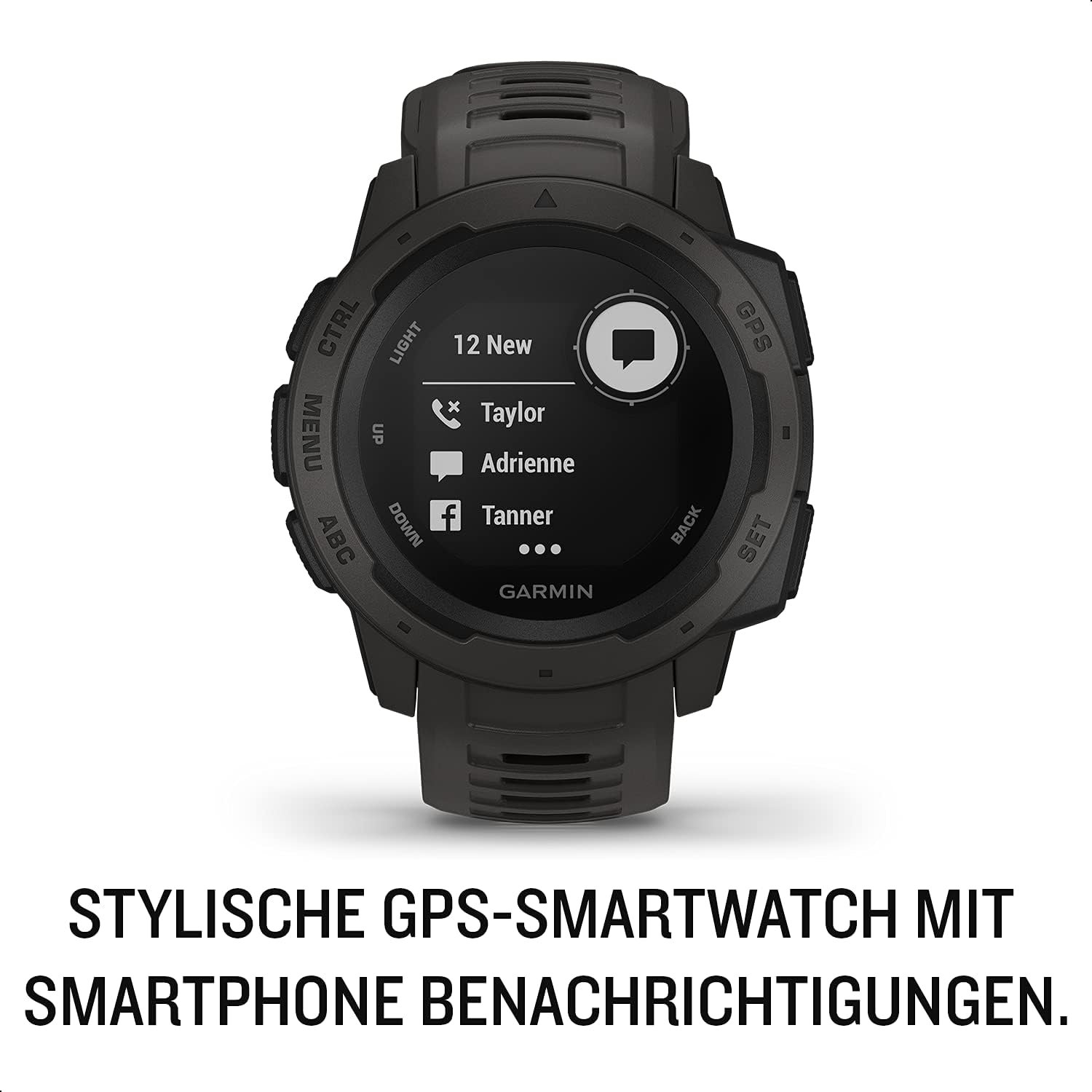 [renewed] Instinct - wasserdichte GPS-Smartwatch mit Sport-/Fitnessfunktionen, Herzfrequenzmessung, Fitness Tracker und Smartphone Benachrichtigungen [Generalüberholt]