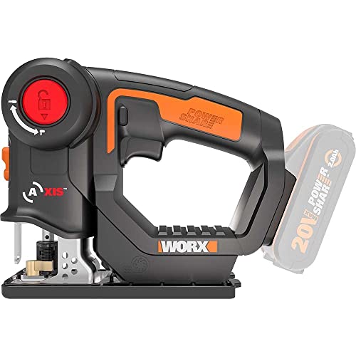 Worx WX550.9 Seghetto Alternativo Combinato a Batteria 20V, Testa Girevole, 3.000 giri/min, Power Share Dispositivo di Base   Solo Corpo Macchina : Fai da te