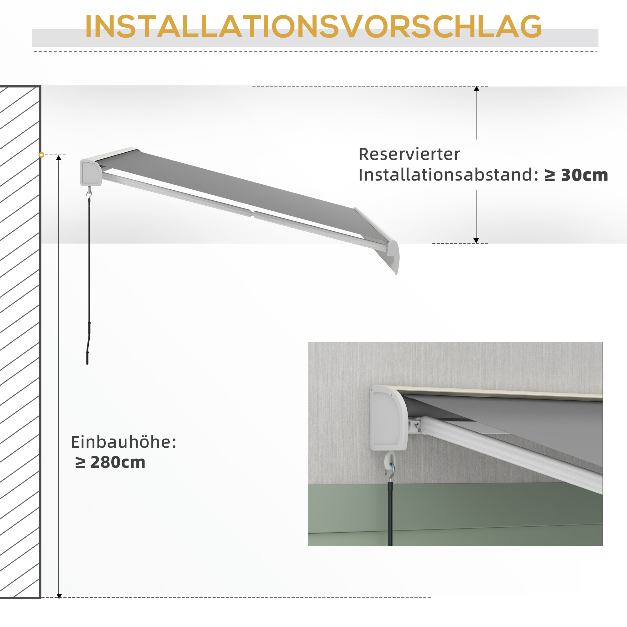 Outsunny Zonwering, elektrisch/handmatig uitschuifbaar, Volledige cassette, Afstandsbediening, Aluminium frame, 4 x 3 m, Lichtgrijs
