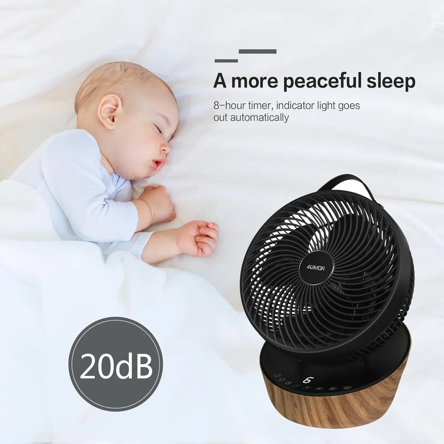 4UMOR Ventilateur Ultra Silencieux 20dB avec Télécommande 1823m³/h Moteur DC 12 Vitesses 8h Minuterie 3D Oscillation Turbo Ventilateur de Table Circulateur d'Air pour Bureau Chambre, Noir
