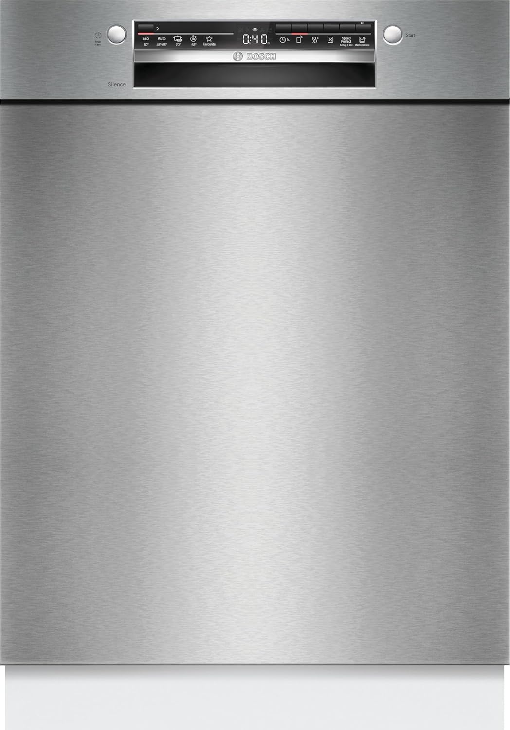 Bosch SMU4ETS08E, Serie 4, Smarter Unterbau-Geschirrspüler 60 cm, Besteckkorb, Spülmaschine mit Programmassistent, besonders Leise, höhenverstellbarer Oberkorb, Automatische Türöffnung, Edelstahl