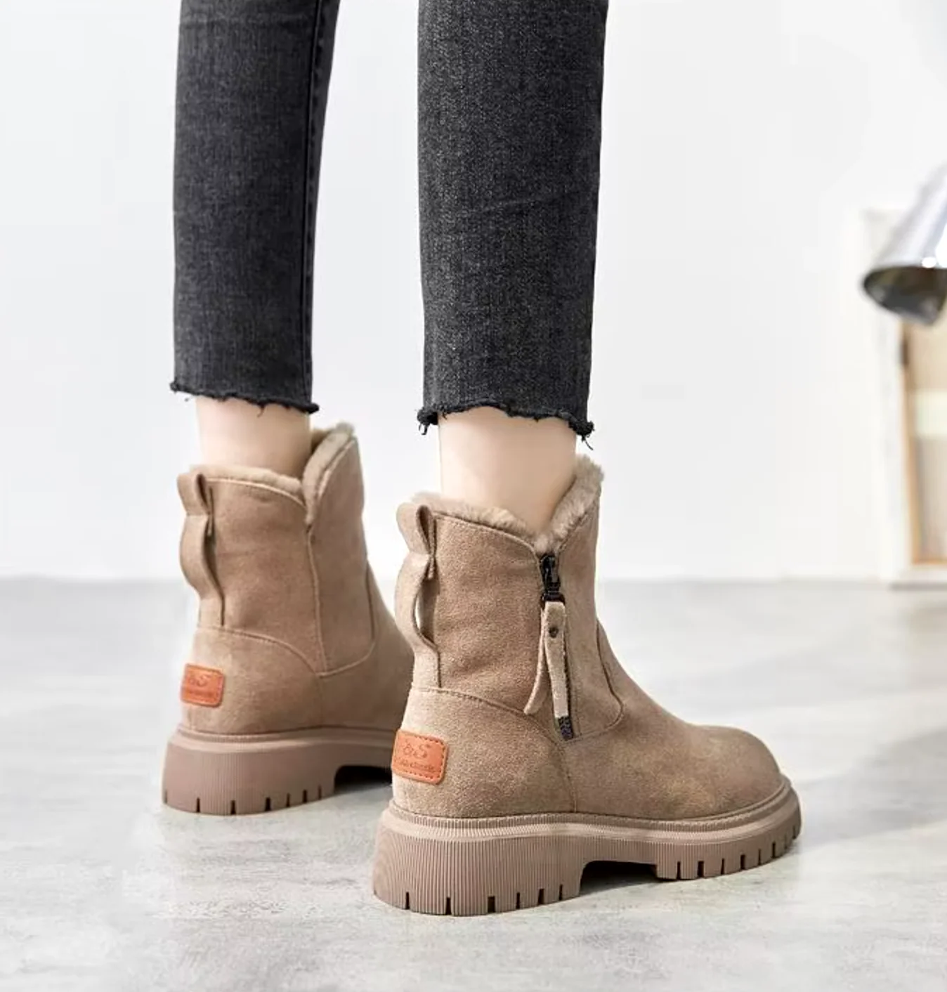 Warme Damen-Stiefeletten mit Fellfutter & Chunky-Sohle