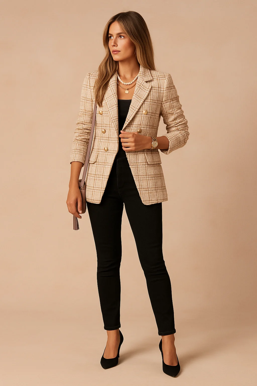 Elegante karierte Damenjacke