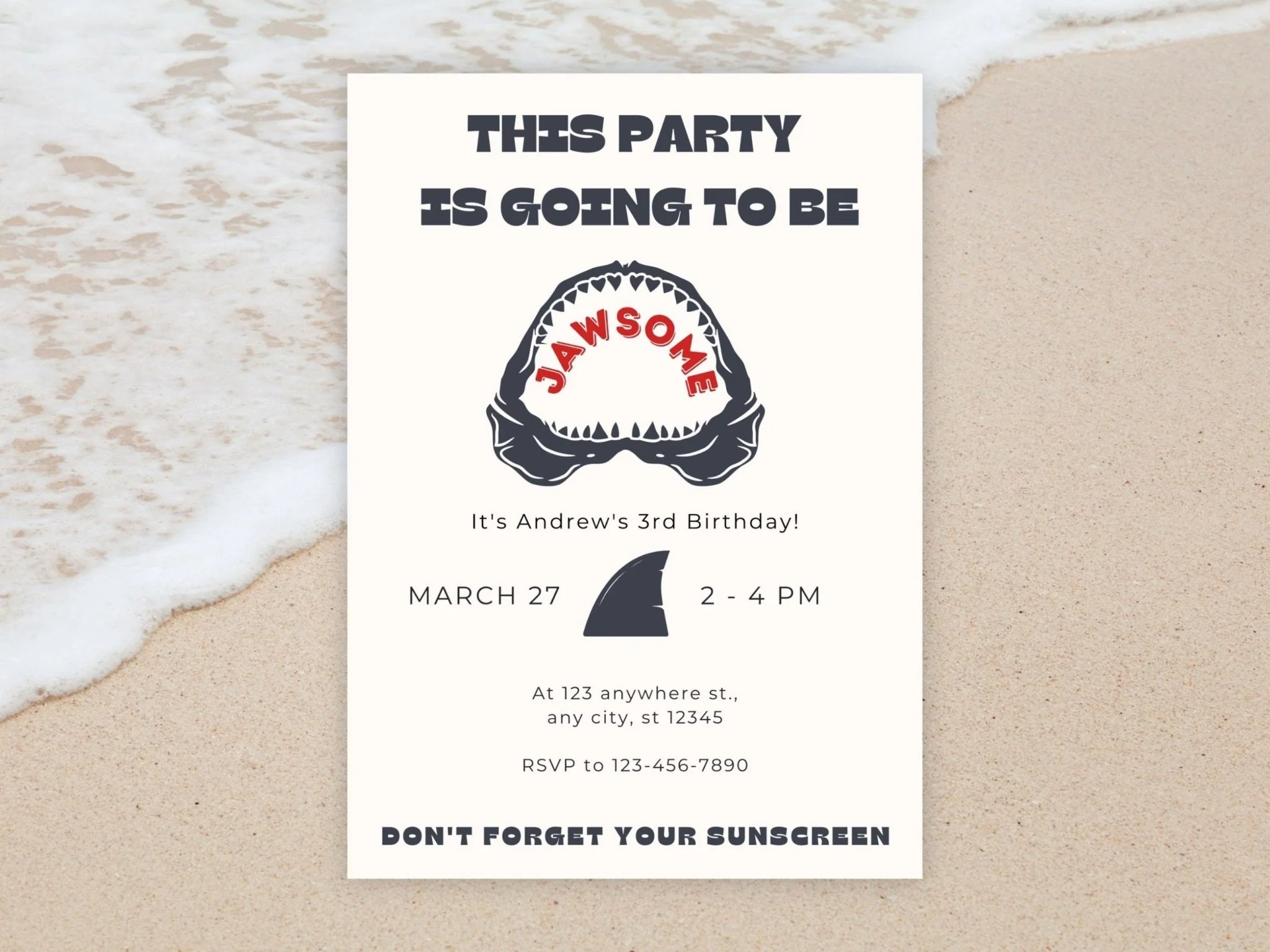 Shark Birthday Invitation, Shark Party Invitation, Shark Themed Birthday, Jawsome Party Invitation