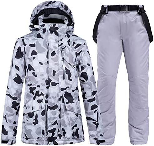 Schneeanzüge Winter Frauen Skifahren Anzüge Neue Snowboardjacke und Hosen Sportswear Sets Winterskianzug Atmungsaktives Material Outdoor-Kleidung Skianzüge (Color : N, Size : XXL)