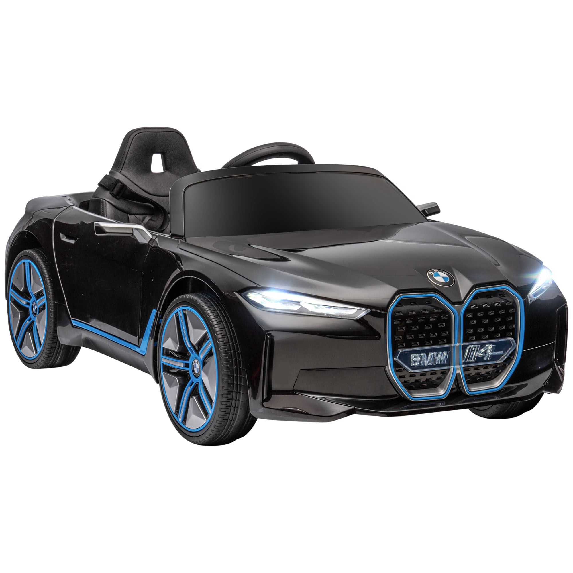 Kinderauto Elektroauto BWM i4 3-5 km/h Afstandsbediening Multimedia-speler Zwart
