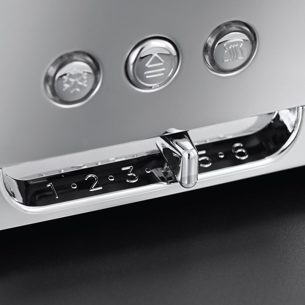 Russell Hobbs Toaster [für 2 Scheiben] Luna Edelstahl Kupfer (extra breite Toastschlitze, inkl. Brtchenaufsatz, 6 Brunungsstufen + Auftau- & Aufwrmfunktion, 1550W) 24290-56