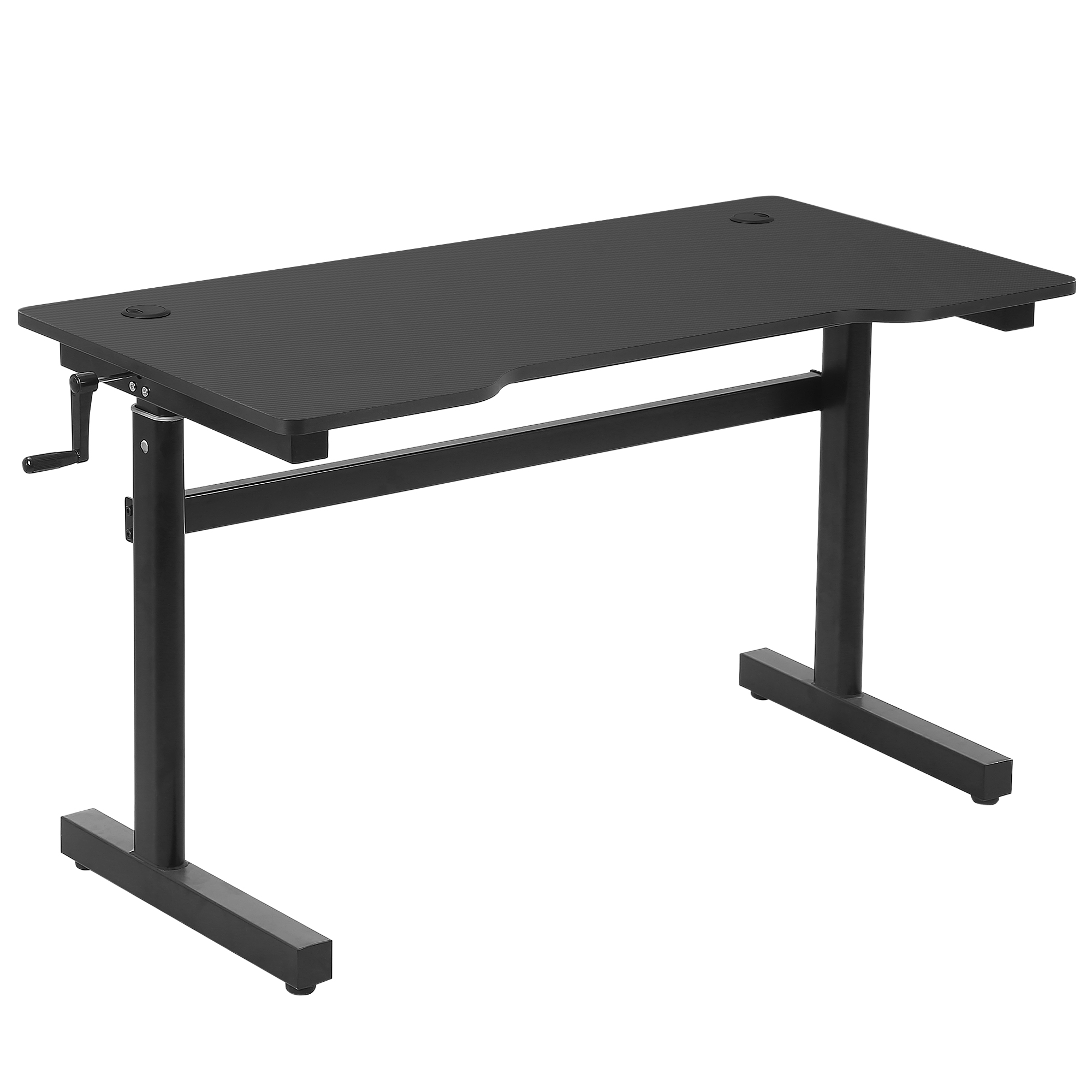 Vinsetto bureau computertafel in hoogte verstelbaar handkruk-lift sta-bureau kantoortafel verstelbare voetensteun metaal zwart 120 x 60 x 72-117 cm