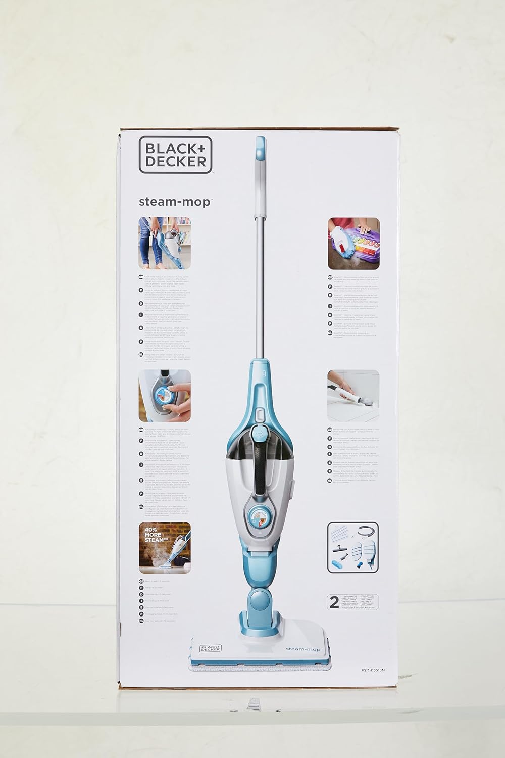Black+Decker 15-in-1 Dampfbesen Steam-mop (mit Steamitt Dampfhandschuh zur Oberflchenreinigung, AutoSelect für richtige Menge Dampf, 180° drehbarer Reinigungsfu, inkl. 15-tlg Zubehr)
