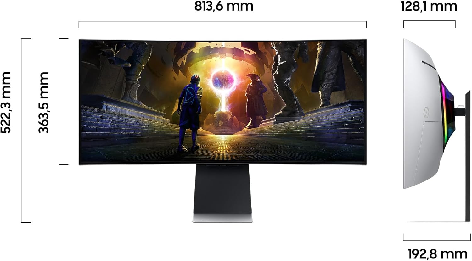 Odyssey G85SD Curved Gaming Monitor, 34 Zoll, Bildschirm mit QD-OLED-Panel, UWQHD, 3440 x 1440 Pixel, AMD Freesync Premium Pro, Reaktionszeit 0,03 ms, Bildwiederholrate 175 Hz, LS34DG850SUXEN