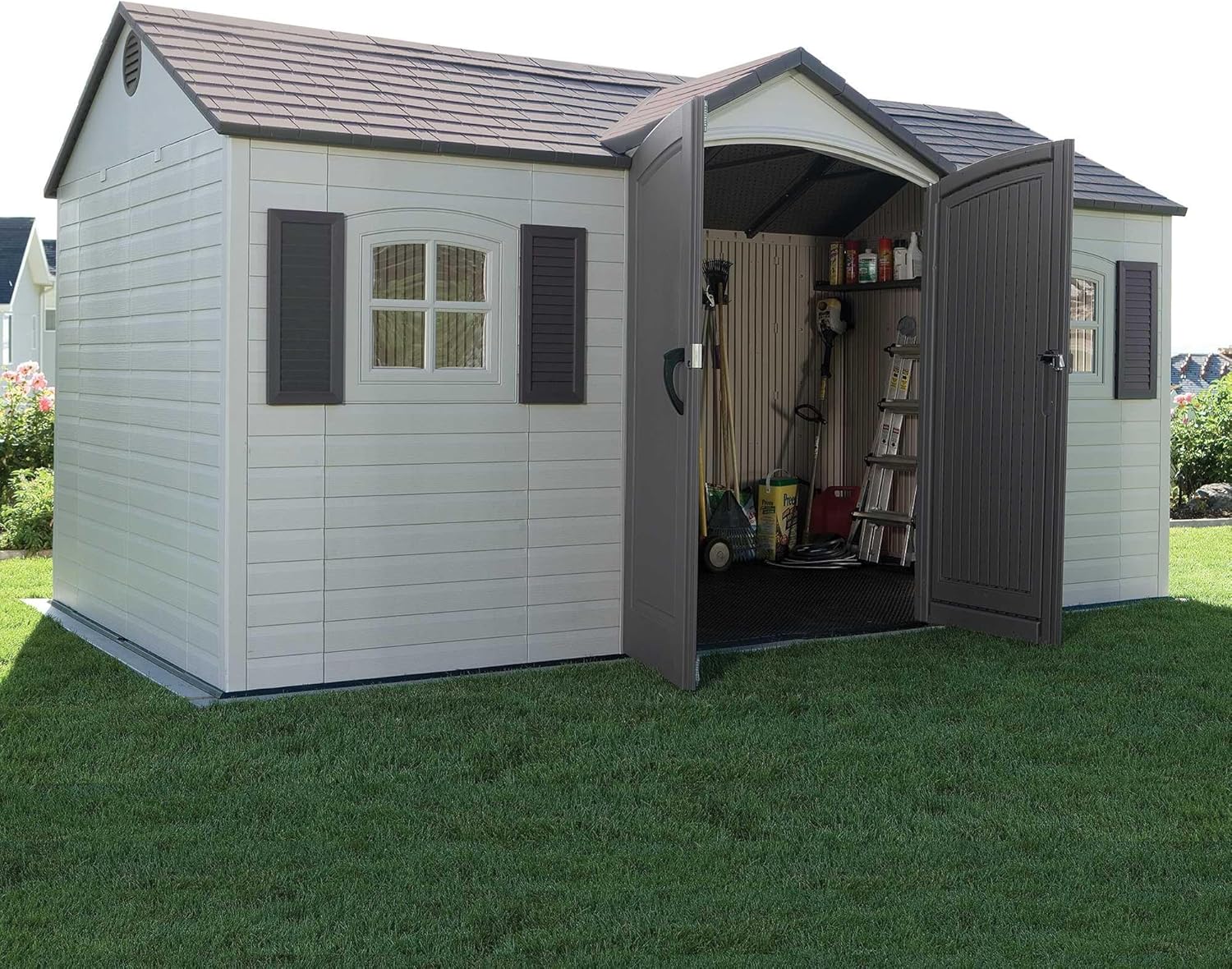 Lifetime 6446 Outdoor Storage Shed. 8 x 15 Foot. Desert Sand