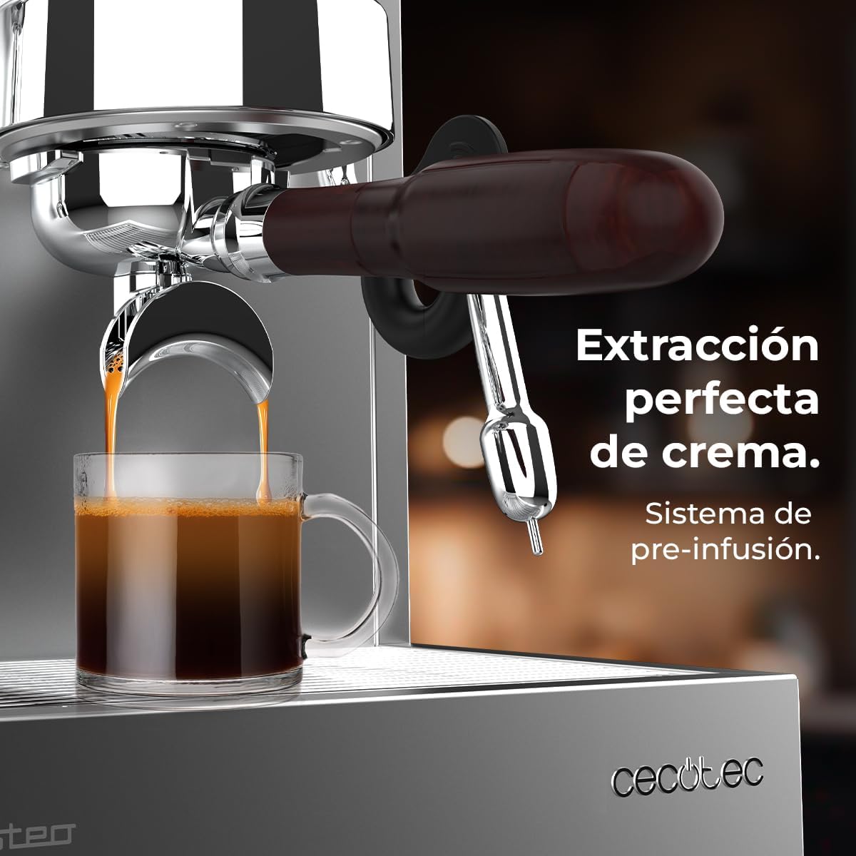 Cecotec Espresso-Kaffeemaschine Barista Baristeo Intima, professionelle Barista-Espressomaschine, Vorbrüh-System, 15 Bar Pumpe, einfaches Befüllen, 1,7L Wassertank und Tassenwärmer