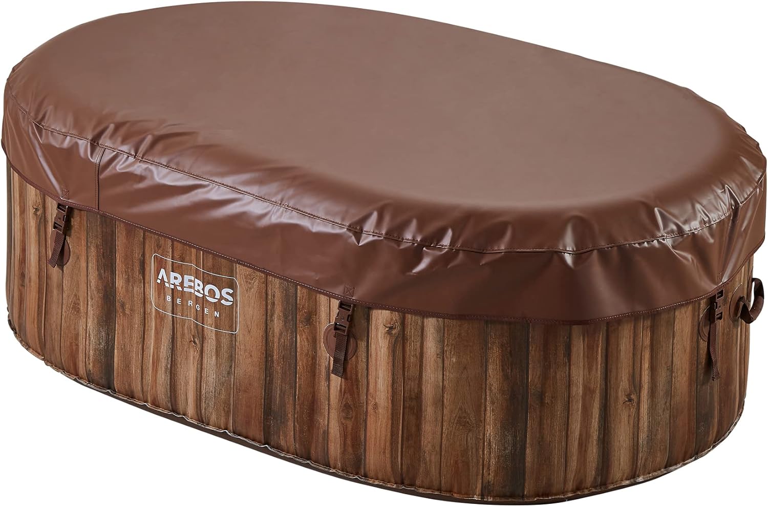 Arebos Whirlpool | Aufblasbar | In- & Outdoor | 190x120 cm oval | 2 Personen | 90 Massagedüsen | mit Heizung | 550 Liter | Inkl. Abdeckung | Bubble Spa & Wellness Massage