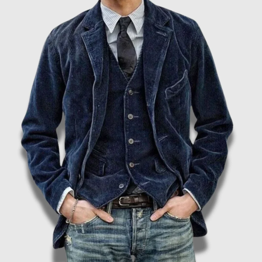 Klassisches Herren Sakko und Weste Set | Slim Fit Blazer mit Anzugweste | Vintage Zweiteiler f��r Business und Freizeit | Einreihig