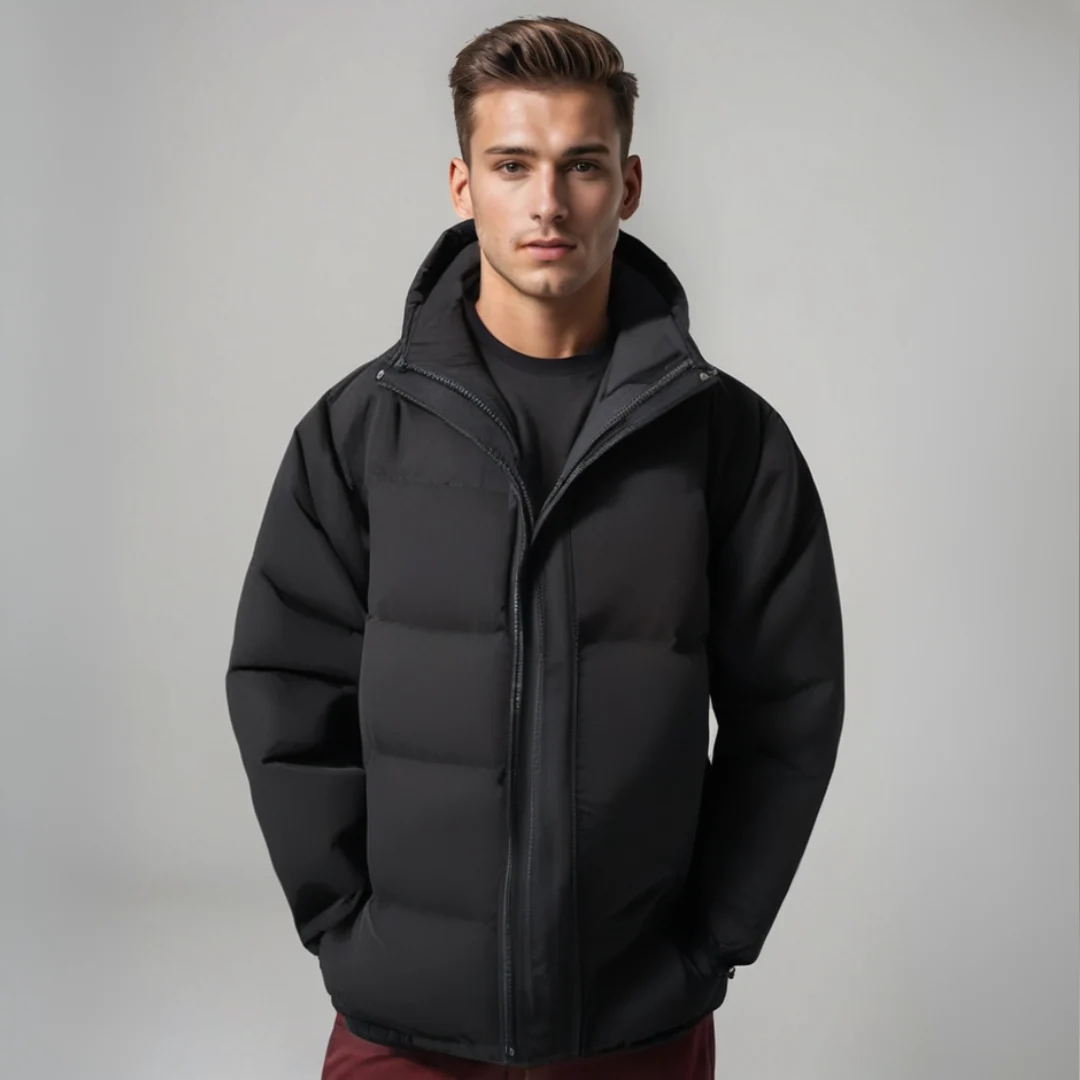 Warme Daunenjacke mit Kapuze f��r Herren | Wintermantel im klassischen Design