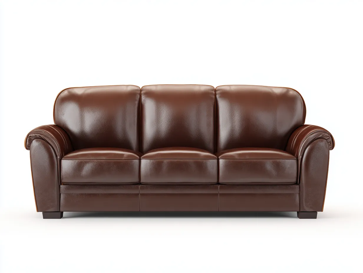 3 Sitzer Sofas-Leder-Holz-211 x 94 x 92 cm-Dunkelbraun-Klassischer Komfort Wohnstil