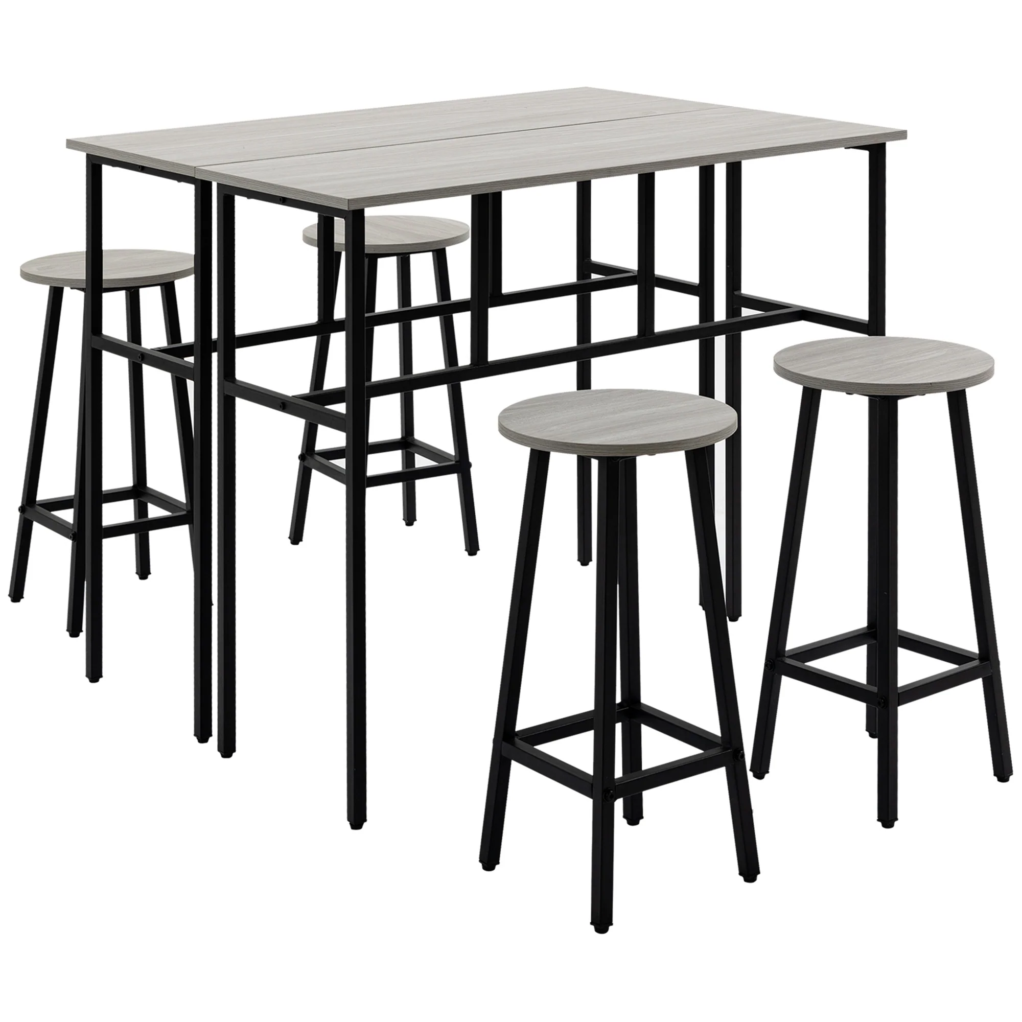HOMCOM Bartisch-Set 6-teilig kombinierbar platzsparend Essgruppe