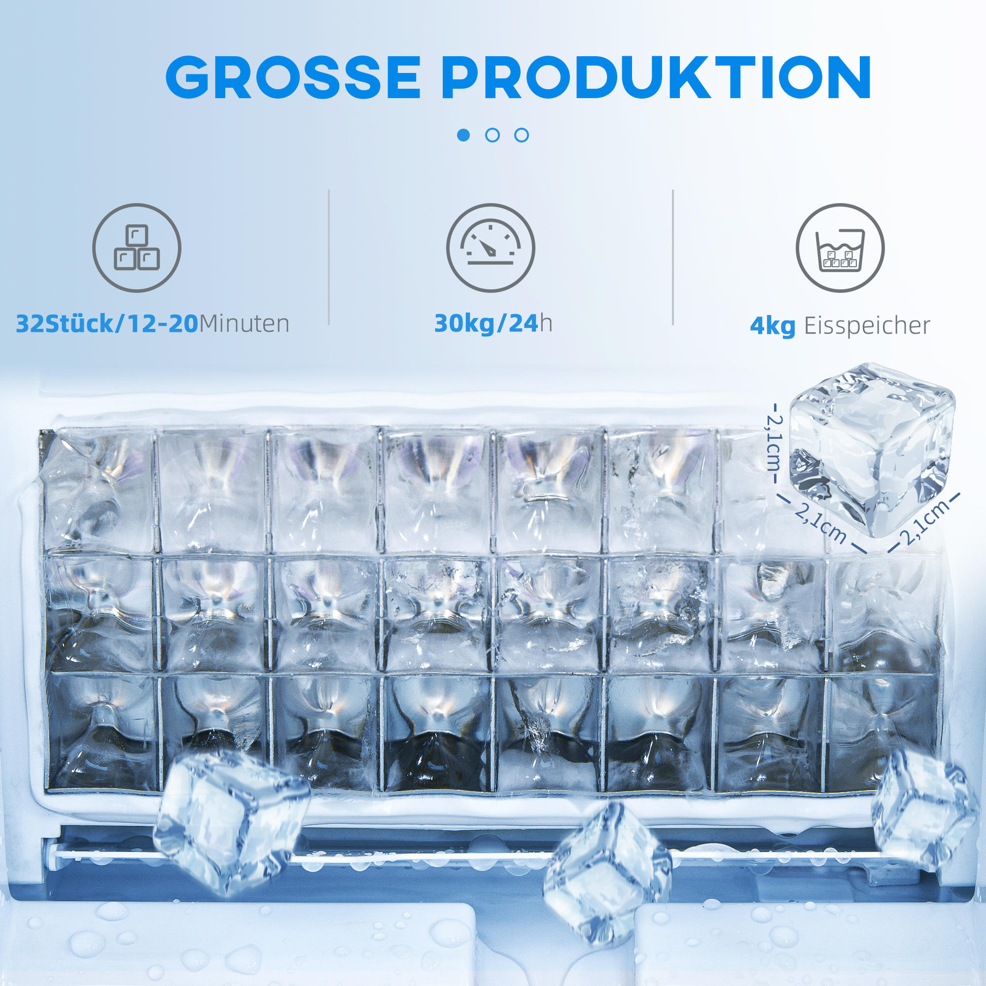 Commerci?le IJsblokjesmachine, LED-Verlichting, Makkelijk Afleesbare Displays, inclusief Schep, Zilver