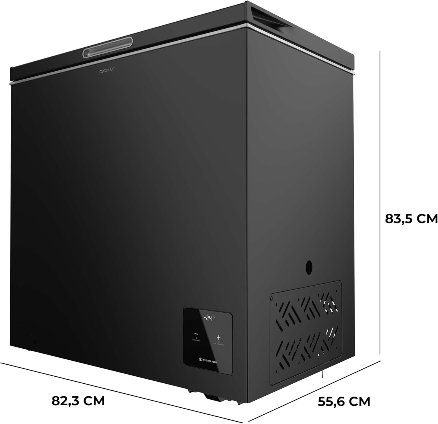 Cecotec Congélateur Coffre Noir 199 L Bolero CoolMarket Chest 199 Black E. Congélateur, 83,5 cm de Hauteur et 82,5 cm de Largeur,Inverter Plus, Convertible en Réfrigérateur, Classe E,Fast Freezing