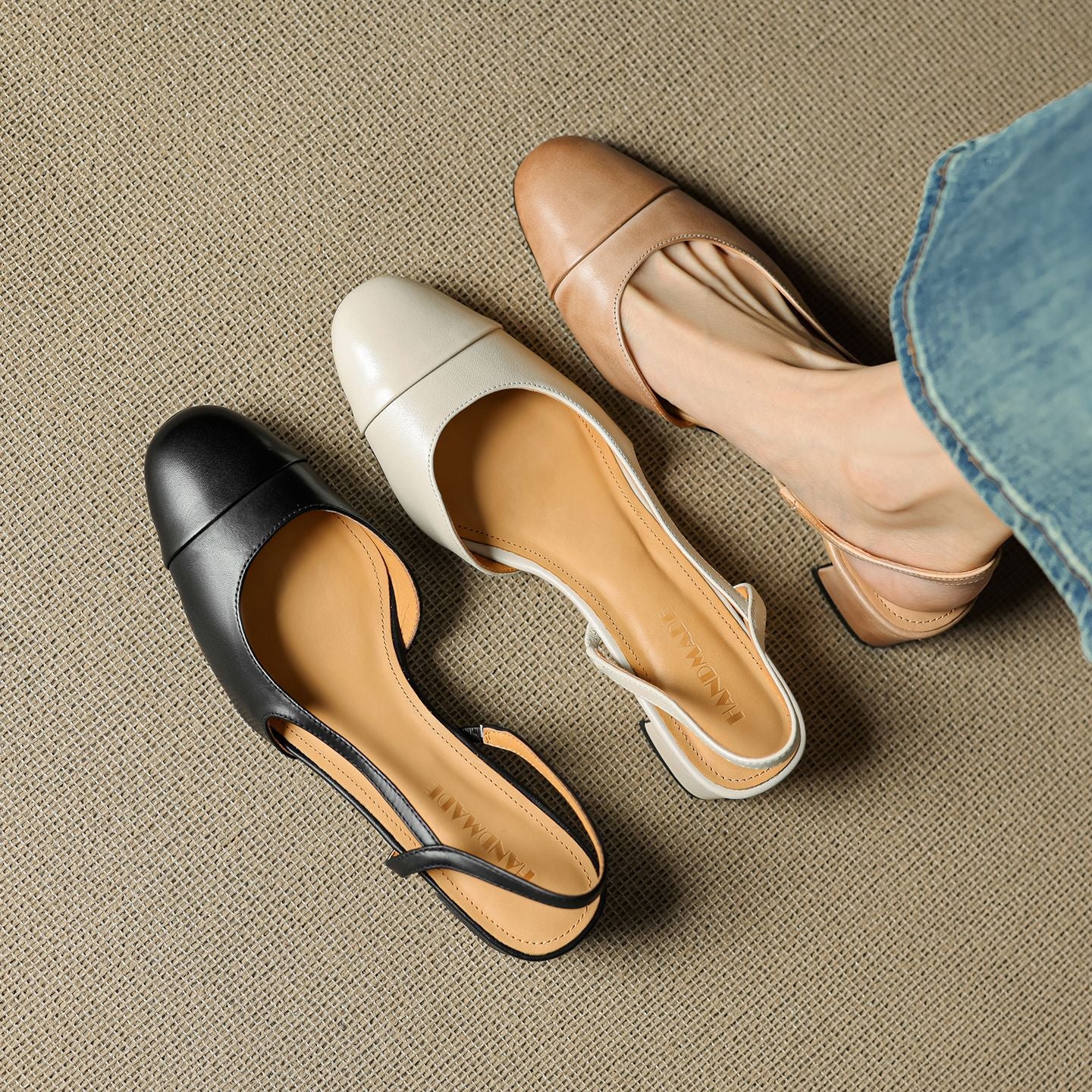 Slingback-Pumps aus echtem Leder f��r Damen