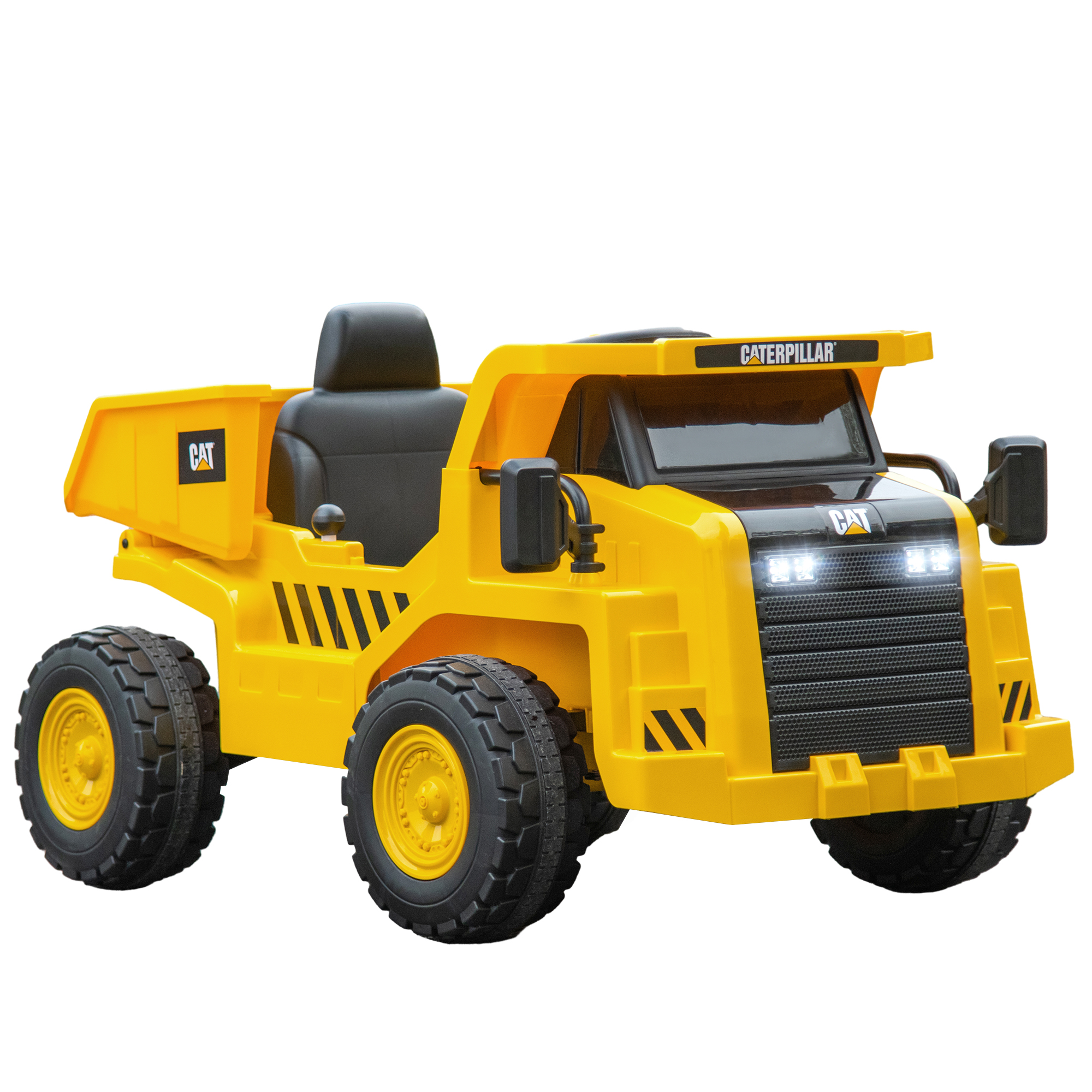 AIYAPLAY Elektrische Kindergraafmachine, Caterpillar Kipper, 3-5 km/u, met Afstandsbediening, 3-6 Jaar, Geel