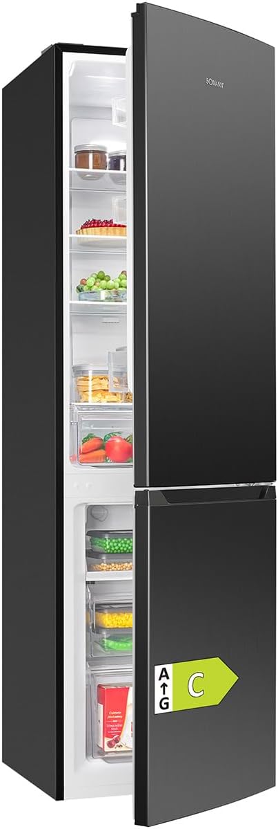 Bomann® Kühlschrank mit Gefrierfach | Energieklasse C | 181cm | NoFrost | 5 Jahre Kompressor-Garantie | Kühl Gefrierkombination No-Frost | Kühlgefrierkombination freistehend | KG 7370 schwarz