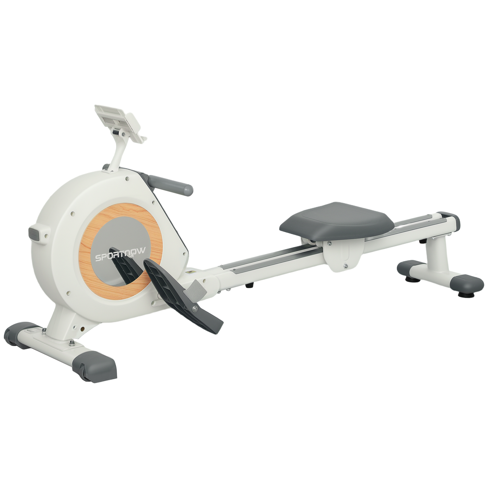 SPORTNOW Roeiapparaat met 16 verstelbare niveaus, LCD-monitor en mobiele telefoonhouder, voor thuisfitness, 150 kg belastbaar