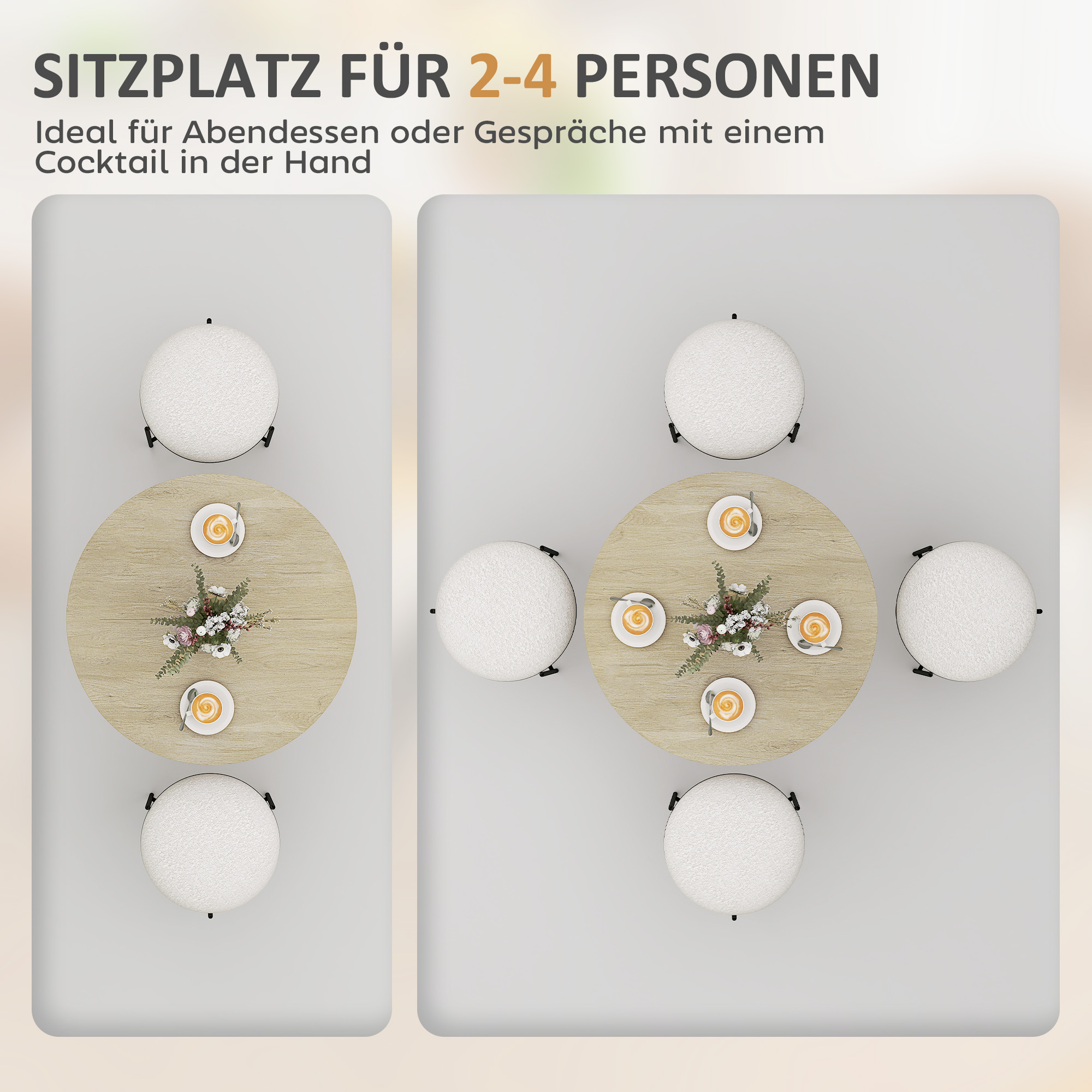 80cm Industriële Ronde Eettafel - Eik