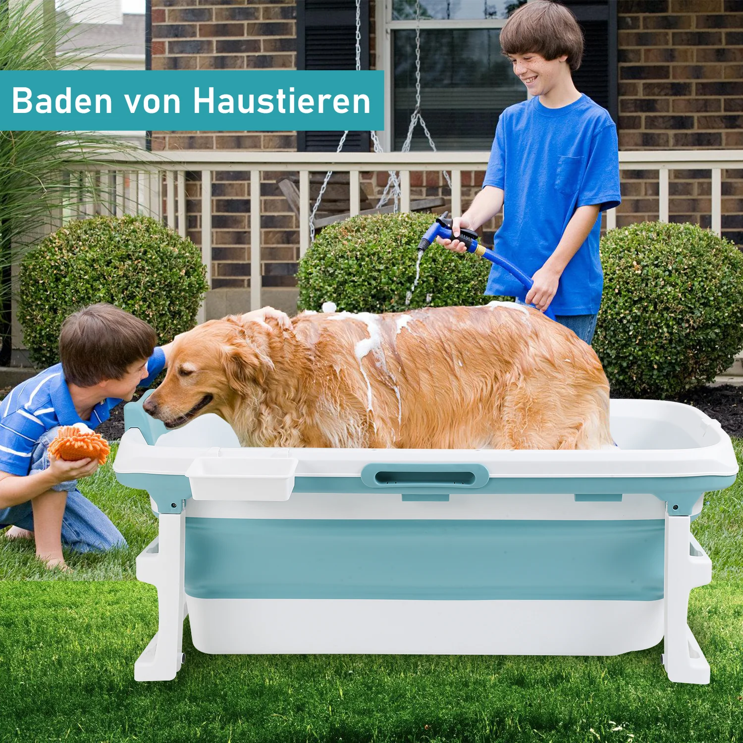 Sonnewelt Faltbare Badewanne mit Abdeckung